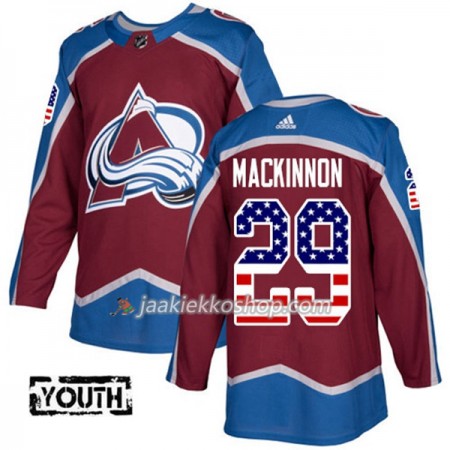 Lapsille NHL Colorado Avalanche Pelipaita Nathan MacKinnon 29 Adidas 2017-2018 Burgundy Punainen USA Flag Fashion Authentic